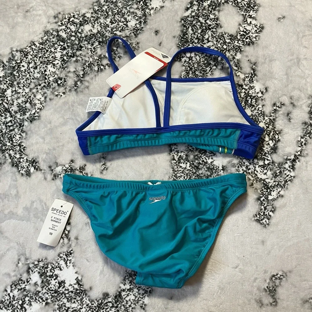 Speedo Girl's 10 Competitive Racing Two Piece Seawater Xtra‎ Life Lycra Swimsuit